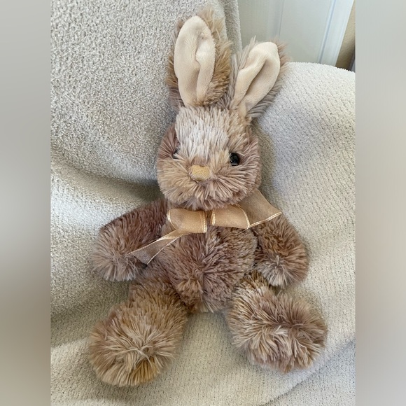 Dan Dee Bunny Rabbit Plush Stuffed Animal Tie Dye Brown Bow Stitched Nose 12" - Picture 5 of 7